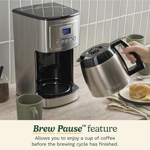Cuisinart 12-Cup Coffee Maker, Programmable PerfecTemp Thermal Carafe Coffee Machine with 1-4 Cup Setting, Brew Strength Control and Brew Pause, Stainless Steel, DCC-3400NAS, Silver