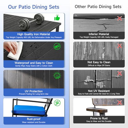 5 Piece Outdoor Dining Set with 4 Dining Chair for Deck Garden Poolside