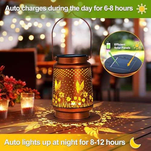 Mothers Day Gifts, 2 Pack Hummingbird Birthday Gifts for Women Mom Grandma Solar Lanterns Outdoor Waterproof Garden Decor Hanging LED Decorative Light for Patio Yard Lawn Gardening Gifts