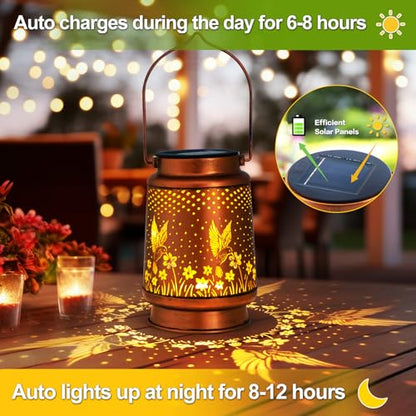Mothers Day Gifts, 2 Pack Hummingbird Birthday Gifts for Women Mom Grandma Solar Lanterns Outdoor Waterproof Garden Decor Hanging LED Decorative Light for Patio Yard Lawn Gardening Gifts