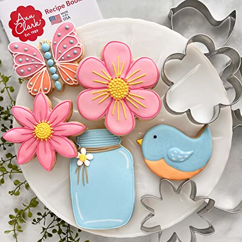 Ann Clark 5-Pc Mother's Day Flower Garden Cookie Cutter Set Made in USA, Butterfly, Bird, Flower, Daisy, Mason Jar