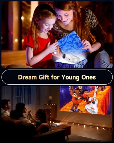 Mini Projector With WiFi and Bluetooth, 400 ANSI Portable Mini Projectors for iPhone, Native 1080P 4K Support Home Theater for Outdoor, 200” Display for Smartphone/HDMI/USB/TV Stick