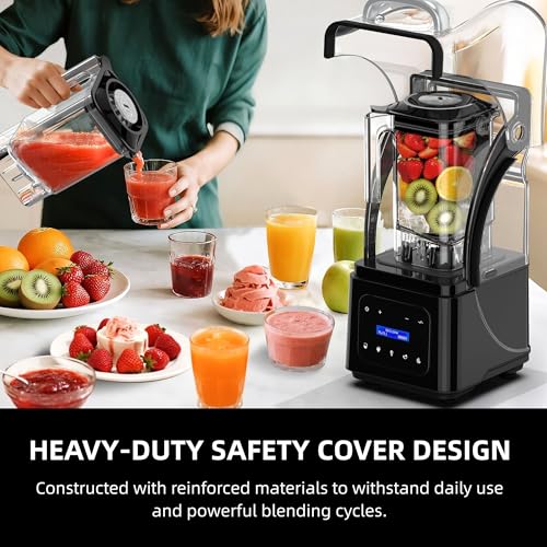 AIZIYO Commercial Blender With Heavy Duty Quiet Shield, 2200 Watts High Speed Motor, 60 Oz BPA-Free Pitcher, 5 Preset Function Countertop Blender for Ice Crush, Smoothies, Shakes, Spreads