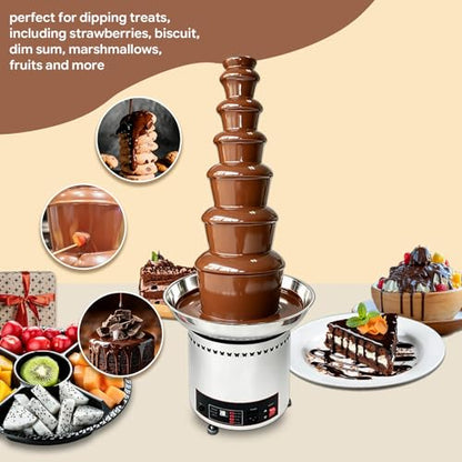Commercial Chocolate Fountain Machine, Chocolate Fountains for Parties Weddings and Parties 4 Tier Chocolate Fountain Machine for Melts Cheese, Queso, Candy and Liqueur (7 Tier)