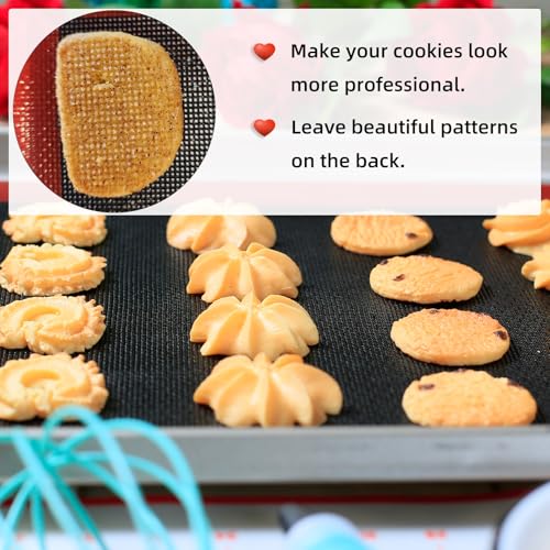 Amyandone Silicone Baking Mat with Microperforated, 2 PCS Perforated Baking Mats/Oven Liners for 13" x 18" Half Sheet Pan, Reusable Air Mesh Silicone Mat for Cookie/Eclair/Bread/Pizza/Pastry