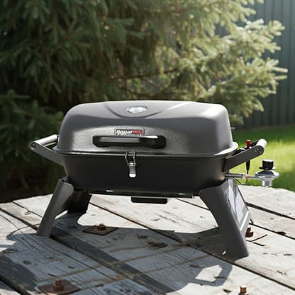 Royal Gourmet GT2006 Portable Tabletop Gas Grill, 12,000 BTU Output for Outdoor Camping, Foldable Legs, Piezo Ignition, Built-in Thermometer, for Tailgates and Camping Trips, Dark Gray
