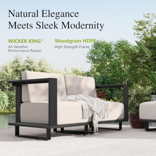 Sophia & William HDPE Patio Furniture Set, 6 Pieces L Shaped Sectional