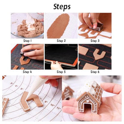 KALAIEN 3Pcs Stainless Steel Christmas Mini House Mold Gingerbread Cookie Cutter Set Cupcake Chocolate House (Small)