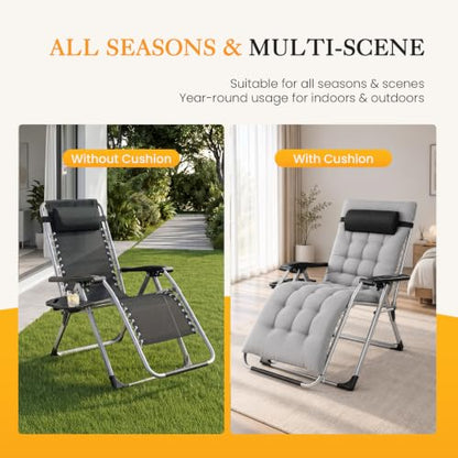NEWBULIG Zero Gravity Chair, Folding Patio Recliner with Cup Holder Trays