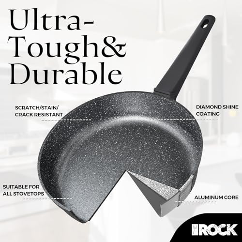 THE ROCK SOHO 11-Inch Non Stick Frying Pan – Nothing Sticks, Never Warps, Lasts Longer, Healthy Skillet with Heat-Resistant Handle, PFOA Free, Oven & Dishwasher Safe, Black