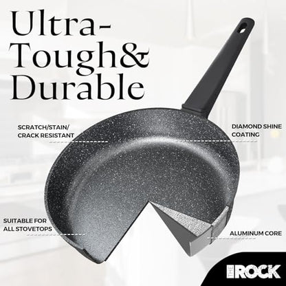 THE ROCK SOHO 11-Inch Non Stick Frying Pan – Nothing Sticks, Never Warps, Lasts Longer, Healthy Skillet with Heat-Resistant Handle, PFOA Free, Oven & Dishwasher Safe, Black