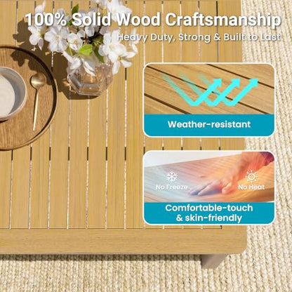 FansaFurn 6 Piece Acacia Outdoor Patio Table and Chairs Set for All-Weather