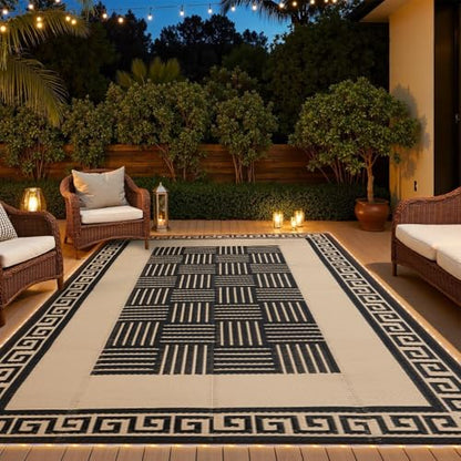 YONILE LED Outdoor Rug 8x10 ft Waterproof for Patios Clearance,Reversible Outdoor Plastic Straw Rug, RV Mat Outside, Indoor Outdoor Carpet for Porch, Deck, Backyard, Balcony, Picnic