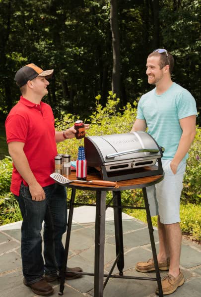 Cuisinart Grillster Portable Gas Grill, Stainless Steel Compact BBQ Grill with Locking Lid for Easy Transport, 8000 BTU Propane Grill with Dishwasher Safe Cooking Grate, Small Grill for Camping & BBQ