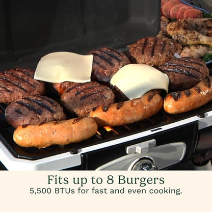 Cuisinart Petite Gourmet Portable Gas Grill, Compact & Lightweight Tabletop Small Grill for BBQs, Camping, Tailgates & Small Spaces, 5,500 BTU Burner Folding with Carry Handles, Black