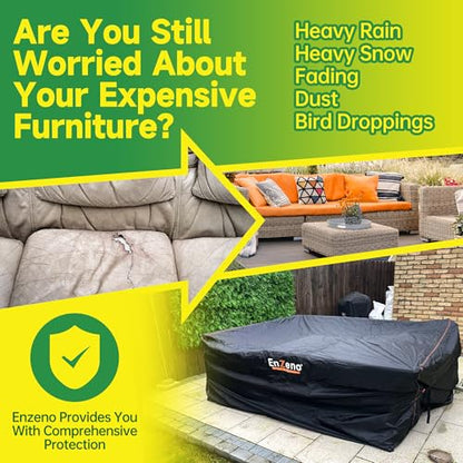 Enzeno Patio Furniture Cover Outdoor Waterproof 110" L x 82" W x 28" H