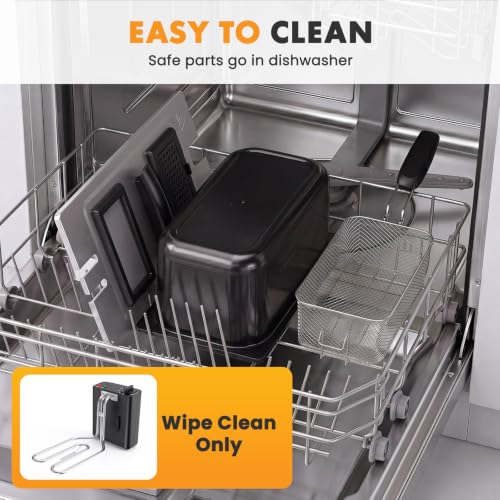 NEWBULIG Deep Fryer with Basket, 3 Liter Electric Deep Fryer with 1500W Power, Adjustable Temperature, Lid with Viewing Window for Fried Chicken, Shrimp, French Fries, Silver