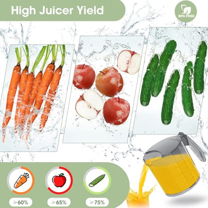 Juicer Machine 800W Centrifugal Juicer Extractor with Big Mouth Large Wide Mouth 3” Feed Chute for Fruit Vegetable Easy to Clean Stainless Steel BPA Free