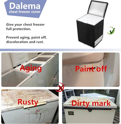 Deep Freezer Covers for Outside,Heavy Duty 600D Durable Chest Freezer Cover Waterproof,Outdoor Freezer Covers for Outside 5.0 Cubic Feet Chest Freezer,Top Can Be Opened(25"W x 22"D x 33.5"H,Black)
