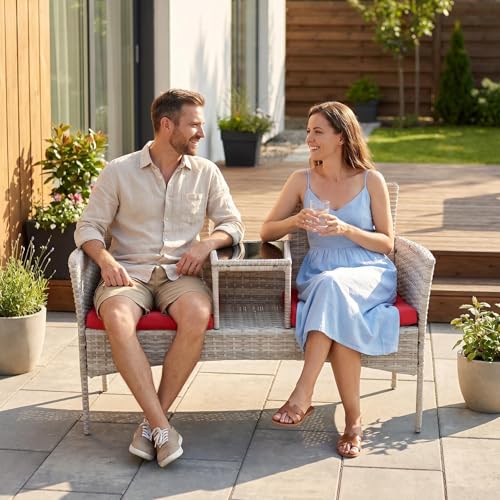 Wicker 2-Seat Outdoor Patio Loveseat