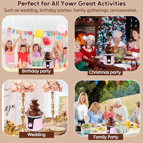 14oz Chocolate Fondue Fountain, 3-Tier MINI Chocolate Fountain with 6PCS Fondue Fork for Chocolate Cheese