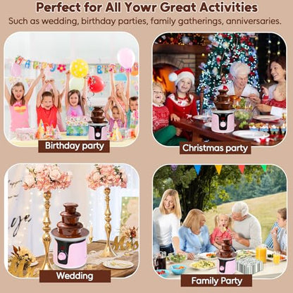 14oz Chocolate Fondue Fountain, 3-Tier MINI Chocolate Fountain with 6PCS Fondue Fork for Chocolate Cheese