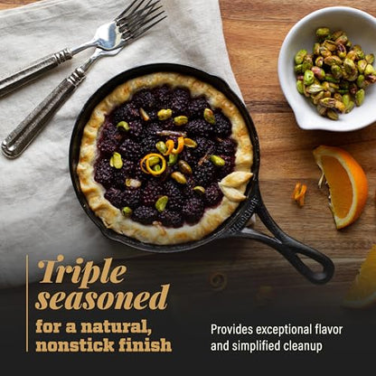 Lodge Blacklock 7" Triple Seasoned Cast Iron Skillet - Lightweight - Easy Cleanup - Premium Cookware