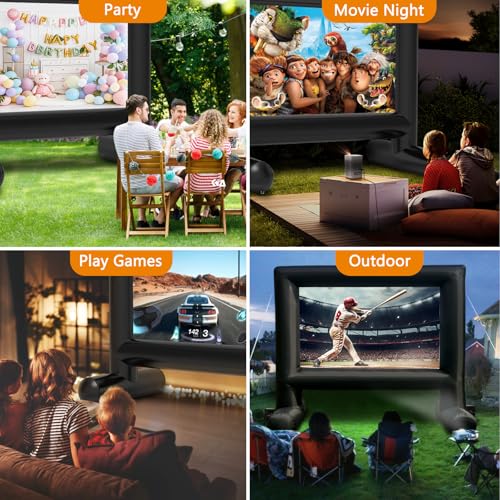Estgora 14FT Inflatable Movie Screen Outdoor, Blow Up Projector Screen, Inflatable Movie Screen with Air Blower Front & Rear Projection Screens for Outdoor Movie Night Backyard Pool Fun