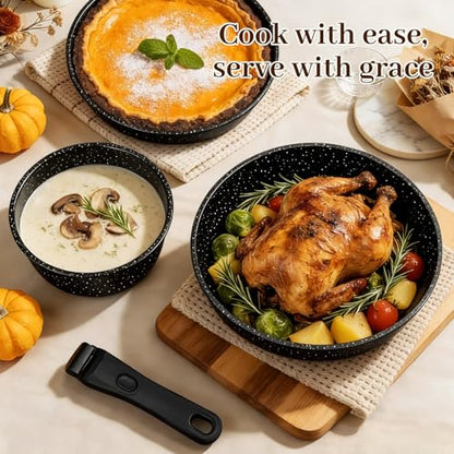 Colourcoco Pots and Pans Set - Non Stick 25 Pieces Cookware Set Pots and Pans with Detachable Handles, Includes Pans, Pots, Utensils, Trivets for Hot Dishes, Lids, Space-Saving Cookware