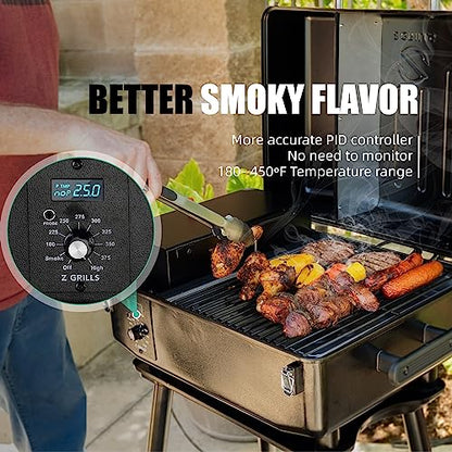 Z GRILLS 2026 200A Pellet Grill & Smoker - 202 sq.in Compact Wood Pellet BBQ with PID 3.0 Precision Control, Auto Feed System, Portable Small-Space Grill for Camping & Backyard Cooking
