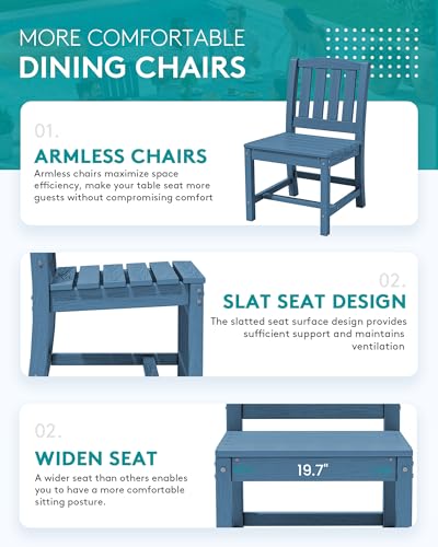 SERWALL Outdoor Patio Dining Set for 8, Blue
