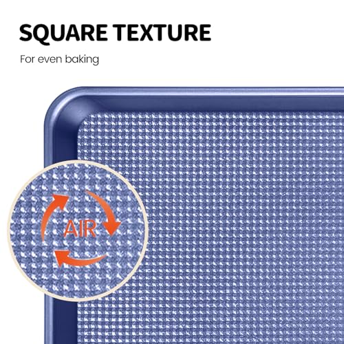 Vinino Baking Sheet Set of 3, Cookie Sheets For Baking with Square Texture Pattern, Thicker Carbon Steel Non-stick Baking Pan Half/Quarter/Jelly Roll Pans Tray for Oven-Blue