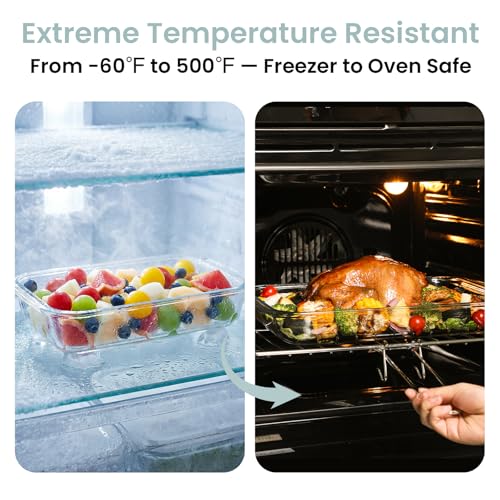 1.7 Quart Glass Baking Dishes for Oven, 7x12 Inch Borosilicate Glass Baking Dish, Lasagna Baking Dish with 2 Silicone Trivet Mats and Exquisite Design Packaging