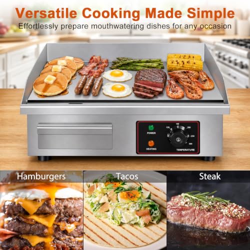 110V 3000W 22" Electric Griddle Grill for Home Commercial,Adjustable Temp