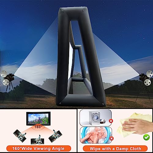 PPXIA Inflatable Screen Outdoor 30ft with Air Blower, Extra Large Blow Up Projector Screen for Outside Movie Nights Home Theater Backyards Pool BBQ Party Fun, Supports Front and Rear Projection