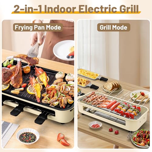 Pukomc Electric Indoor Grill,2 in 1 Indoor Grills for Kitchen