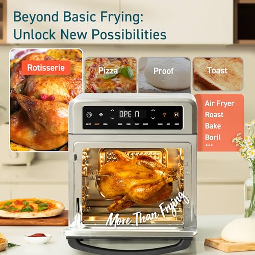 Cosori 11-in-1 Air Fryer Oven, 13Qt Small Footprint Airfryer combo with Rotisserie, Toast, Bake, Roast, Reheat Functions and more, Recipe Book & 6 Accessories Included, Perfect for Small Countertop