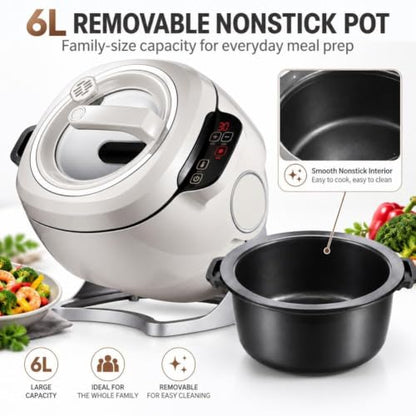 2000W Electric Wok Cooking Robot, 6L Automatic Stir Fry Machine