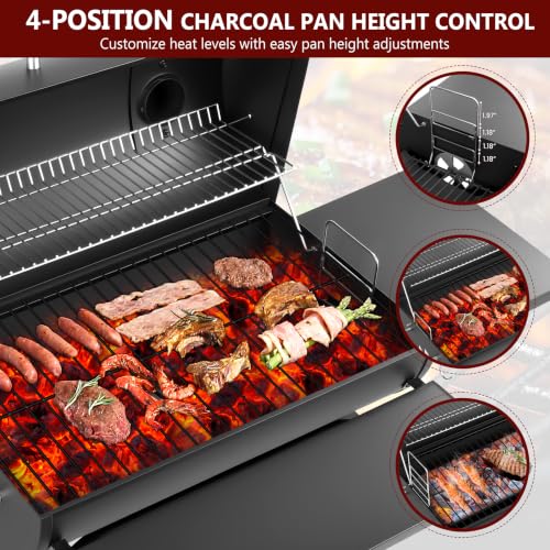 RYHOFOUD Barrel Charcoal Grill, 554 Sq. In. Large Outdoor BBQ Grill