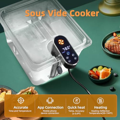 OUTOHOME Sous Vide Precision Machine,1300W WiFi Sous Vide Cooker