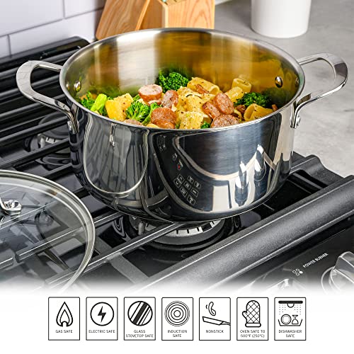 Martha Stewart Castelle 5-Quart 18/8 Stainless Steel Induction Safe Dutch Oven Casserole Pot With lid