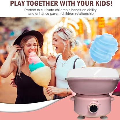 Cotton Candy Machine, Mini Cotton Candy Maker for Kids, Candy Maker for Christmas Gift, Home, Birthday Family Party, Includes 20 Cotton Candy Sticks & Sugar Scoop (Pink)