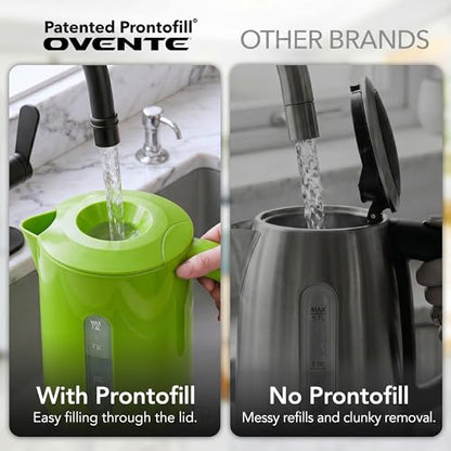 OVENTE 1.8L Electric Kettle, 1500W Fast Boiling Heater for Coffee or Tea, BPA Free, Easy to Fill Lid, Water Level Window, Auto Shut-Off, Boil-Dry Protection and Removable Filter, Green KP413G