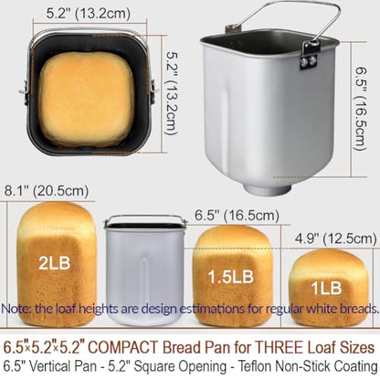 KITCHENARM 29-in-1 SMART Bread Machine with Gluten Free Setting 2LB 1.5LB 1LB Bread Maker Machine with Homemade Cycle - Stainless Steel Breadmaker with Recipes Whole Wheat Bread Making Machine