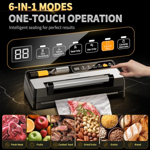 Next-Gen Vacuum Sealer Machine, Food Vacuum Sealer with Powerful Suction Pump, Dual-System for Valve&Textured Bags, Canisters & Marinate, Dual-Heat Seal for Dry&Moist Food, Built-in Cutter&Bag Storage