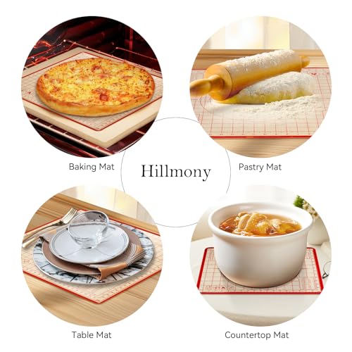 Silicone Baking Mat,28in×20in & 16in×12in Pastry Mat,Measuring Non-slip Dough mat Mats for Baking,Kneading Dough,Table Mats Red(2Pack)