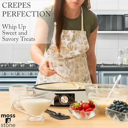 Moss & Stone 12” Electric Crepe Maker Machine, Griddle Nonstick Crepe Pan