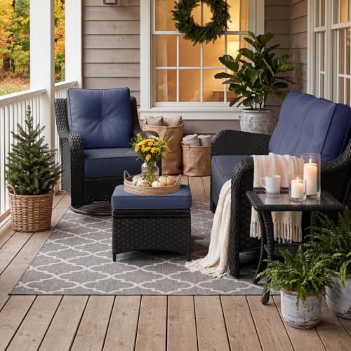 LayinSun 9 Piece Wicker Outdoor Furniture Set with 6-inch Comfy Cushions