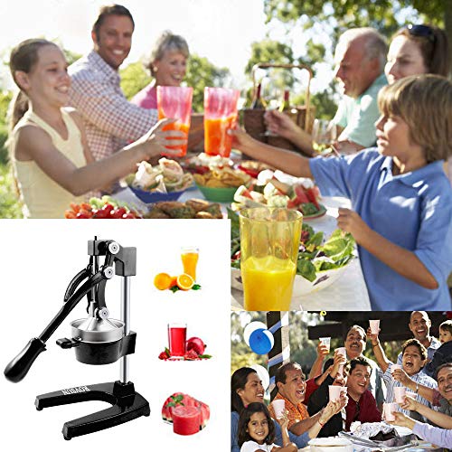 ROVSUN Professional Citrus Juicer Lemon Squeezer, Cast Iron Juicer, Commercial Manual Fruit Press Juicer for Lemon Pomegranate Orange Juice, Heavy Duty Hand Press and Lime Squeezer Stand (Black)