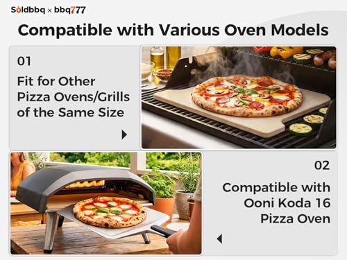 Pizza Stones Replacement Parts for Ooni Koda 16 Gas Oven, 28mbar Outdoor Propane Pizza Oven Cordierite Baking Stones for Ooni Pizza Stones Accessories for Bread